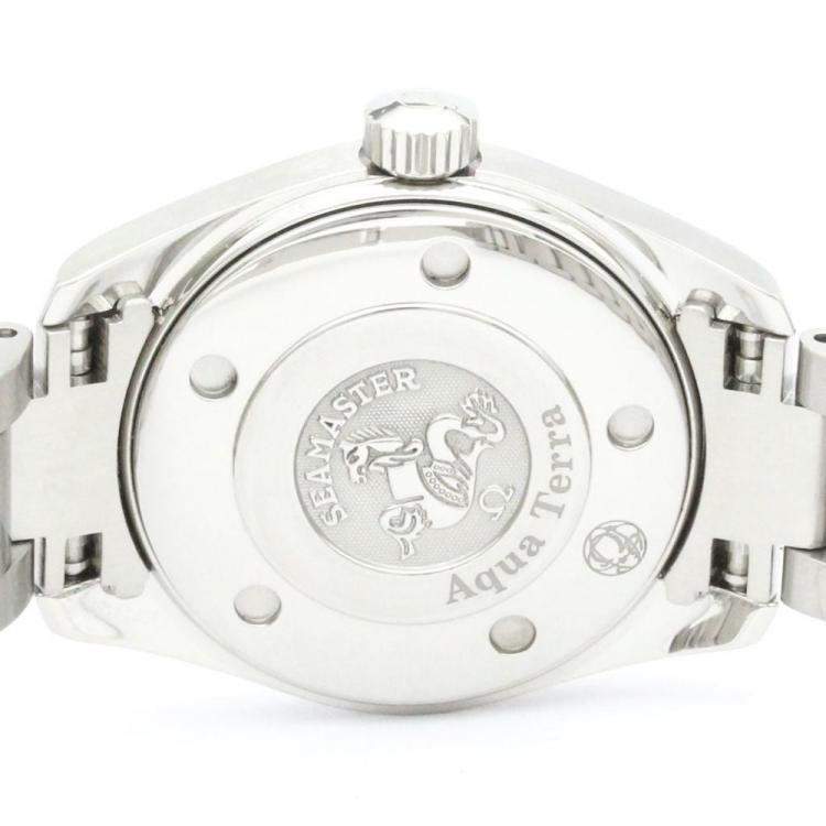 Pre Owned Omega Silver Stainless Steel Seamaster Aqua Terra 2577.30 Women's Wristwatch 29 mm
