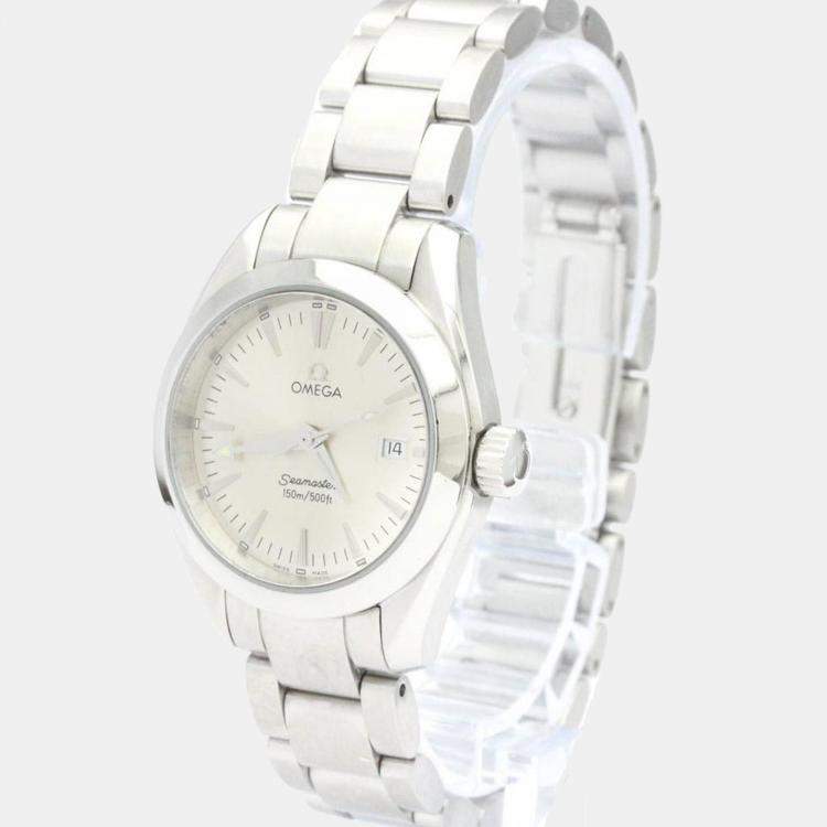 Pre Owned Omega Silver Stainless Steel Seamaster Aqua Terra 2577.30 Women's Wristwatch 29 mm