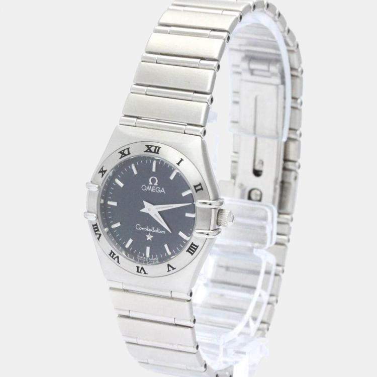Pre Owned Omega Black Stainless Steel Constellation 1572.40 Women's Wristwatch 25 mm