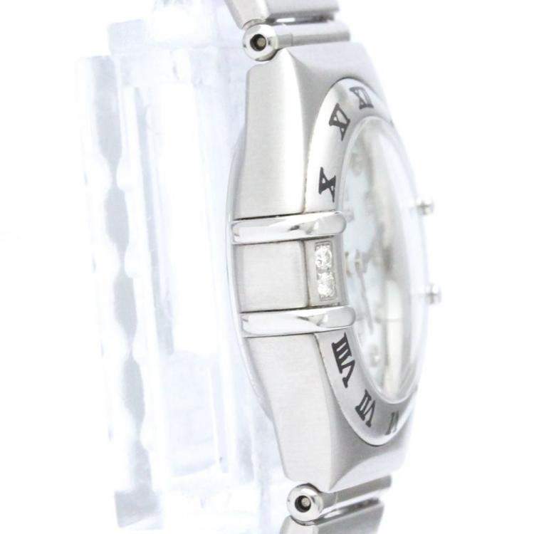 Pre Owned Omega MOP Diamonds Stainless Steel Constellation 1567.76 Quartz Women's Wristwatch 22 mm