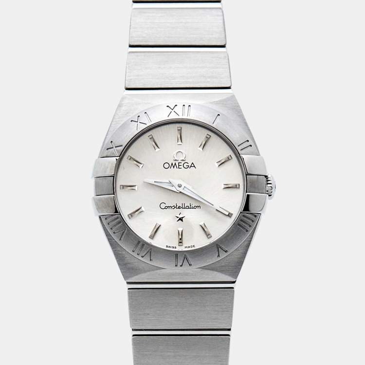 Pre Owned Omega Silver Stainless Steel Constellation 123.10.24.60.02.001 Women's Wristwatch 24 mm