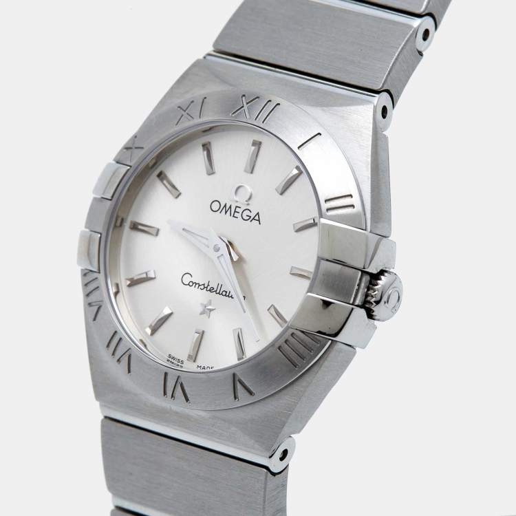 Pre Owned Omega Silver Stainless Steel Constellation 123.10.24.60.02.001 Women's Wristwatch 24 mm