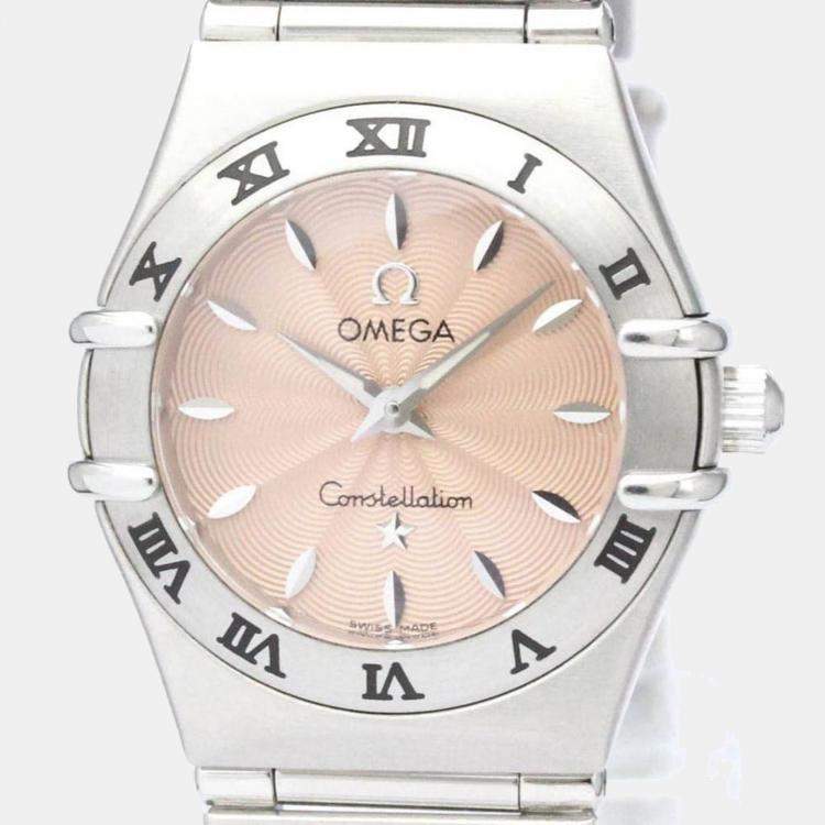 Pre Owned Omega Pink Stainless Steel Constellation 1562.62 Women's Wristwatch 22 mm