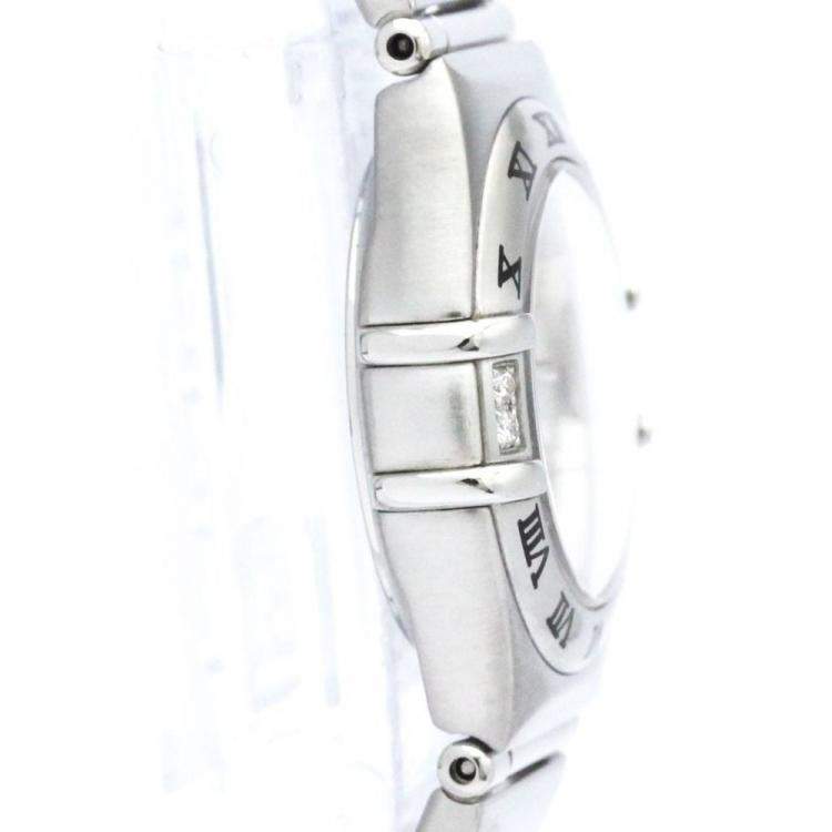 Pre Owned Omega MOP Diamonds Stainless Steel Constellation 1567.75 Women's Wristwatch 22 mm