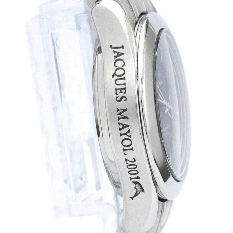 Pre Owned Omega Blue Stainless Steel Seamaster 120M Jacques Mayol LTD Edition 2587.80 Women's Wristwatch 26 mm
