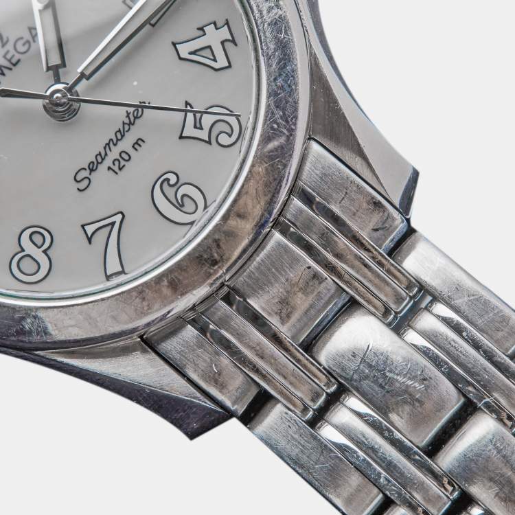 Pre Owned Omega Mother Of Pearl Stainless Steel Seamaster 2581.70.00 Women's Wristwatch 26 mm