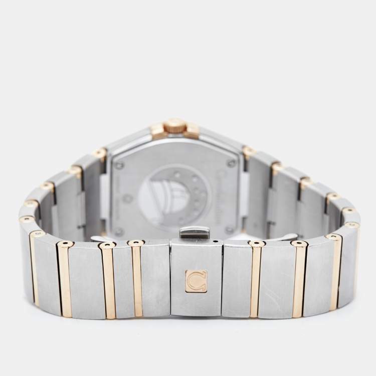 Pre Owned Omega Mother Of Pearl 18K Rose Gold Stainless Steel Constellation 123.25.27.60.55.002 Women's Wristwatch 27 mm