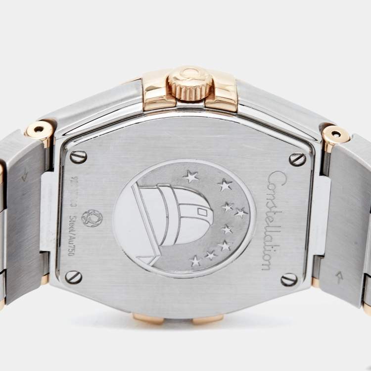 Pre Owned Omega Mother Of Pearl 18K Rose Gold Stainless Steel Constellation 123.25.27.60.55.002 Women's Wristwatch 27 mm