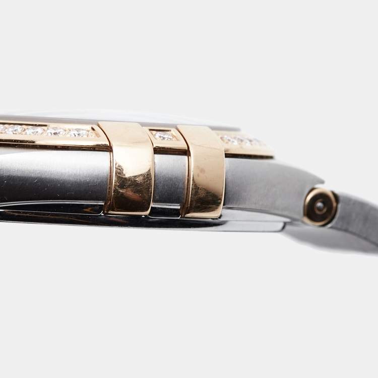 Pre Owned Omega Mother Of Pearl 18K Rose Gold Stainless Steel Constellation 123.25.27.60.55.002 Women's Wristwatch 27 mm