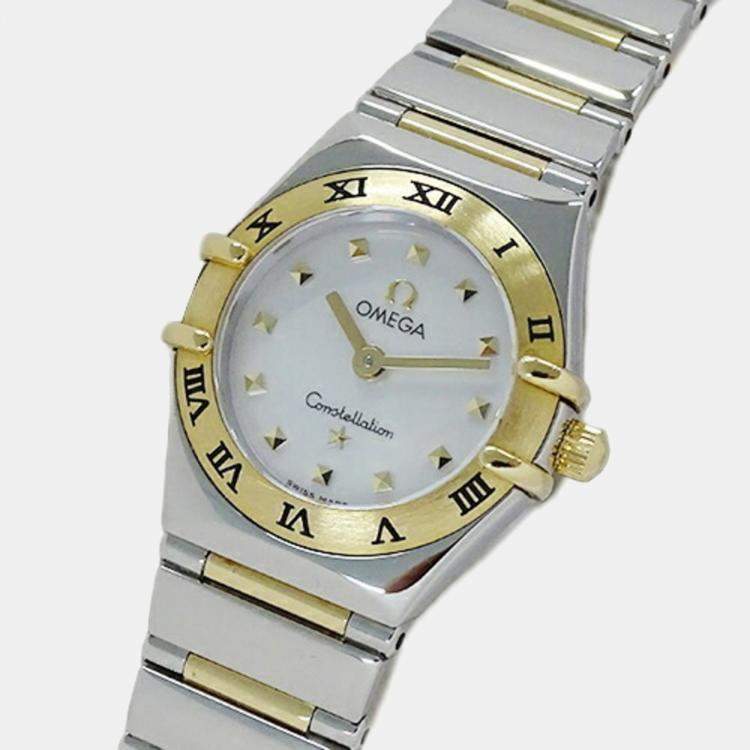 Pre Owned Omega MOP 18K Yellow Gold And Stainless Steel Constellation 1361.71 Women's Wristwatch 23 mm