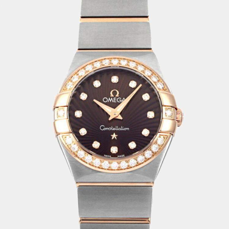 Omega Brown 18k Rose Gold And Stainless Steel Constellation 123.25.24