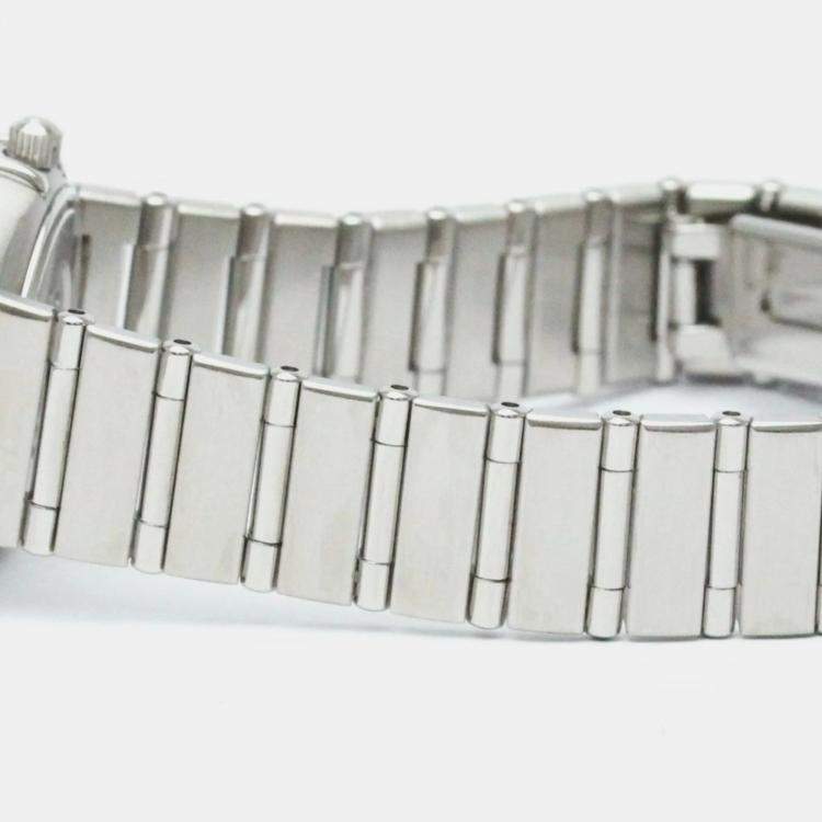 Pre Owned Omega White Shell Diamond Stainless Steel Constellation 1567.75 Quartz Women's Wristwatch 22 mm
