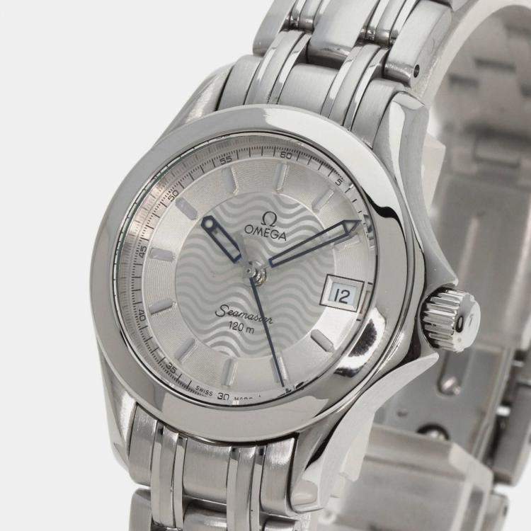 Pre Owned Omega Silver Stainless Steel Seamaster 2571.31 Quartz Women's Wristwatch 26 mm