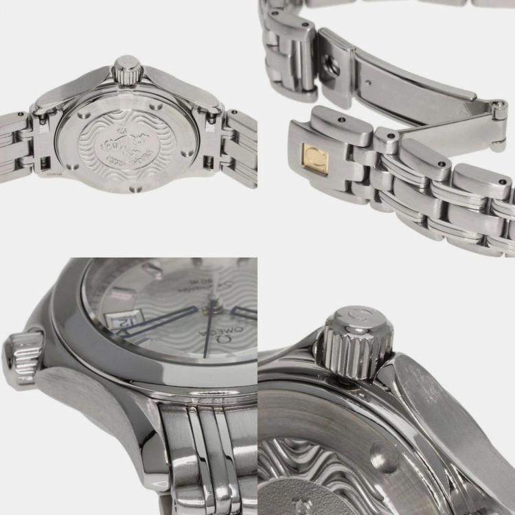 Pre Owned Omega Silver Stainless Steel Seamaster 2571.31 Quartz Women's Wristwatch 26 mm