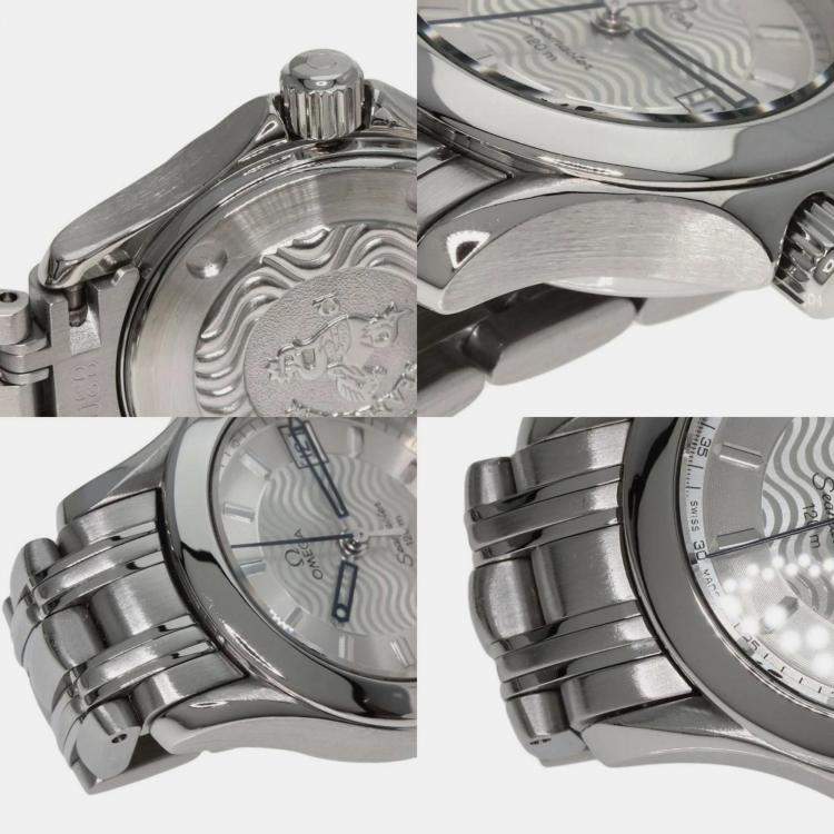 Pre Owned Omega Silver Stainless Steel Seamaster 2571.31 Quartz Women's Wristwatch 26 mm