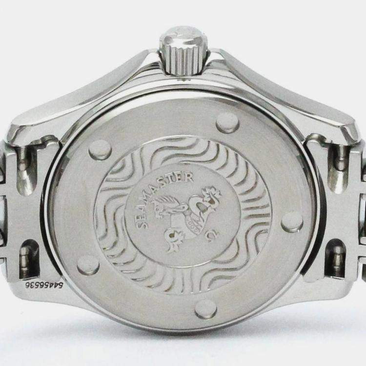 Pre Owned Omega Blue Stainless Steel Seamaster 2571.80 Quartz Women's Wristwatch 28 mm
