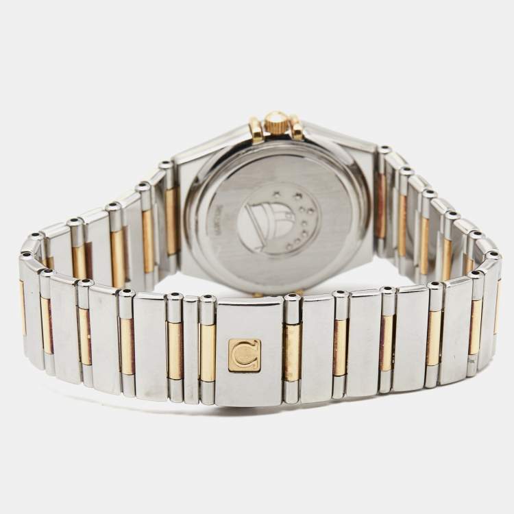Pre Owned Omega Mother Of Pearl 18K Yellow Gold Stainless Steel My Choice Constellation 1371.71.00 Women's Wristwatch 25.50 mm