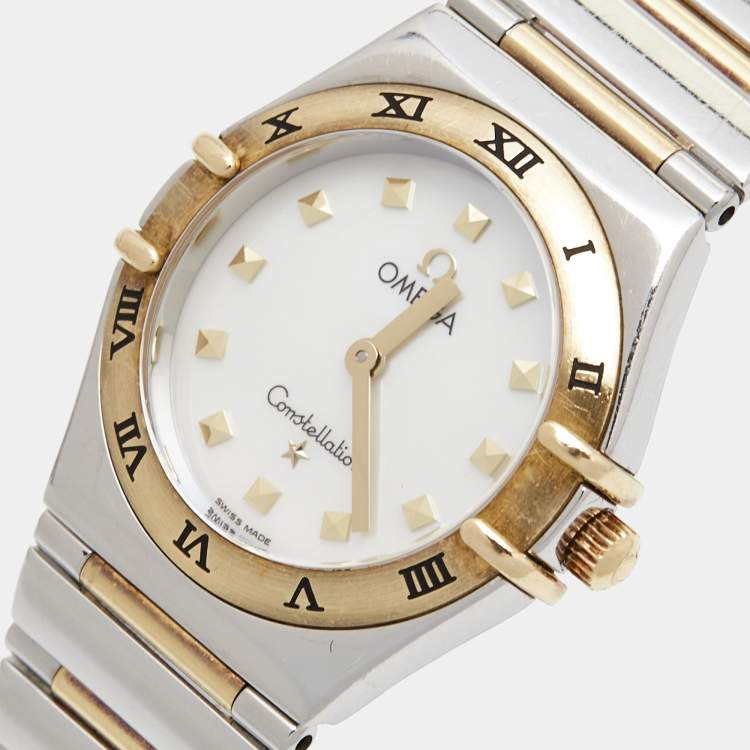 Pre Owned Omega Mother Of Pearl 18K Yellow Gold Stainless Steel My Choice Constellation 1371.71.00 Women's Wristwatch 25.50 mm