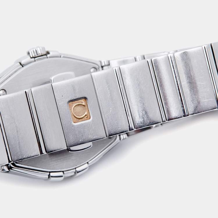 Pre Owned Omega Mother Of Pearl Stainless Steel Diamond Constellation 123.10.27.60.55.001 Women's Wristwatch 27 mm