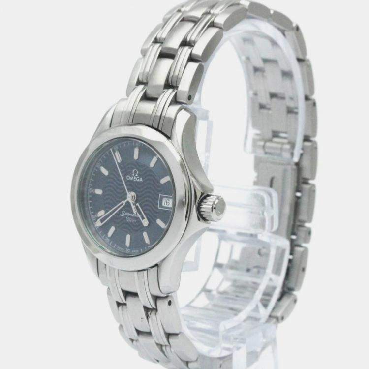 Pre Owned Omega Blue Stainless Steel Seamaster 2581.81 Quartz Women's Wristwatch 26 mm