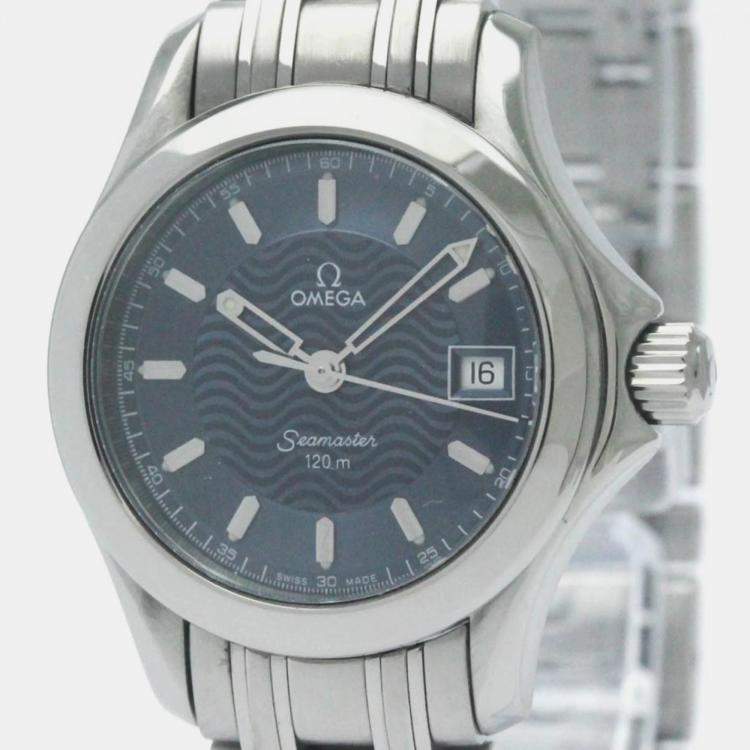 Pre Owned Omega Blue Stainless Steel Seamaster 2581.81 Quartz Women's Wristwatch 26 mm