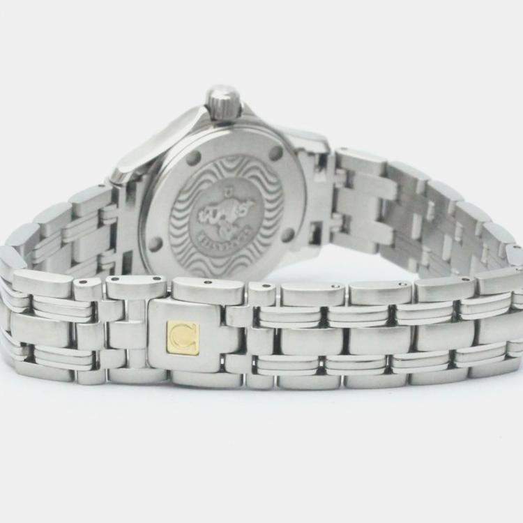Pre Owned Omega Blue Stainless Steel Seamaster 2581.81 Quartz Women's Wristwatch 26 mm