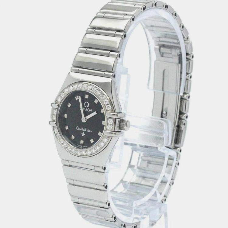 Pre Owned Omega Black Stainless Steel Constellation 1465.51 Quartz Women's Wristwatch 22 mm