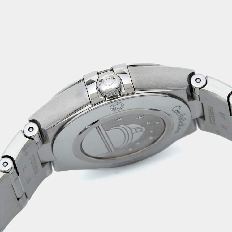 Pre Owned Omega Silver Diamond Stainless Steel Constellation 131.10.28.60.52.001 Women's Wristwatch 28 mm
