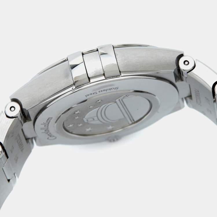 Pre Owned Omega Silver Diamond Stainless Steel Constellation 131.10.28.60.52.001 Women's Wristwatch 28 mm