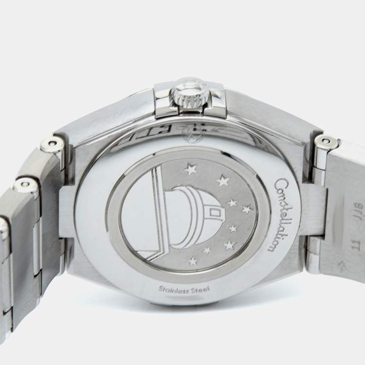 Pre Owned Omega Silver Diamond Stainless Steel Constellation 131.10.28.60.52.001 Women's Wristwatch 28 mm