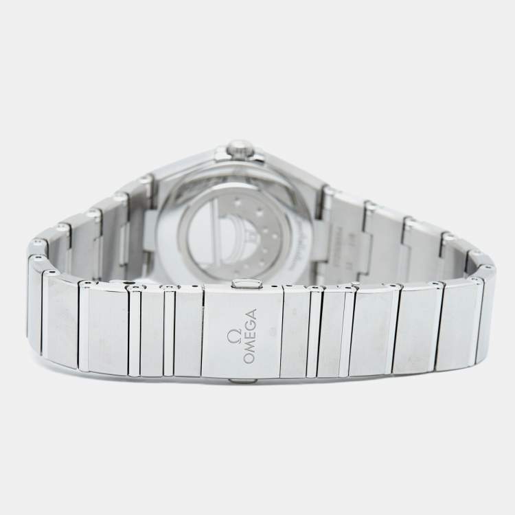 Pre Owned Omega Silver Diamond Stainless Steel Constellation 131.10.28.60.52.001 Women's Wristwatch 28 mm