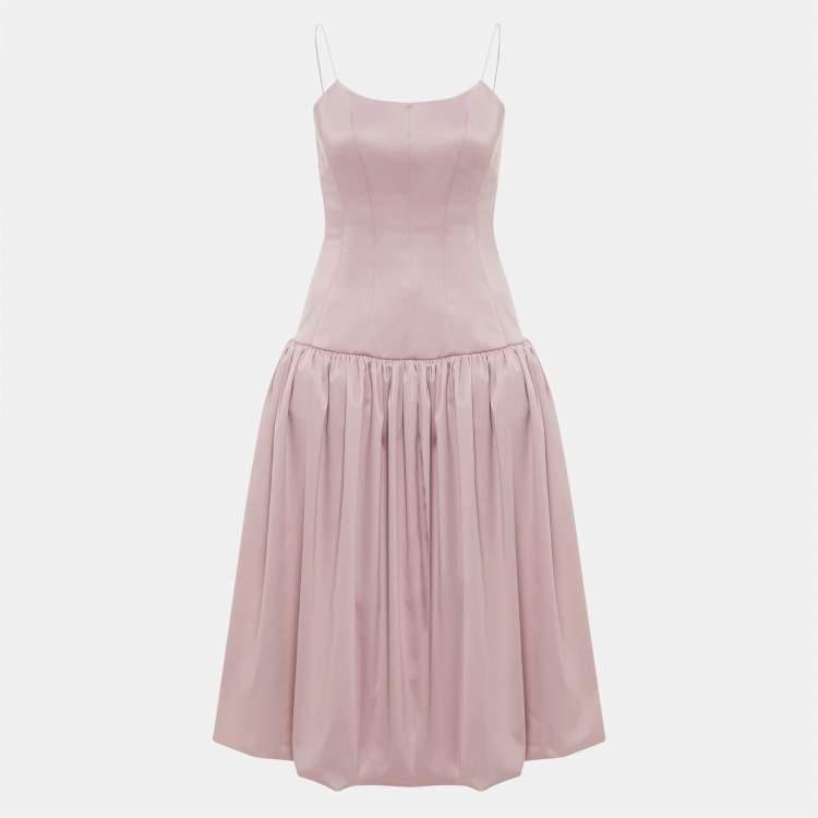 Pre Owned Onori Pink Corset Drop-Waist Satin Aria Dress S