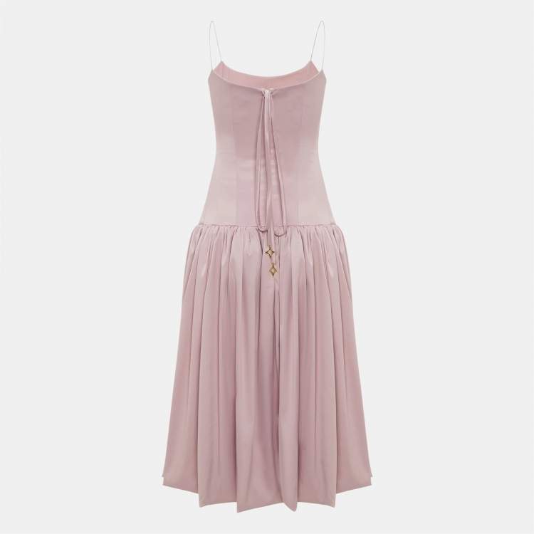 Pre Owned Onori Pink Corset Drop-Waist Satin Aria Dress S