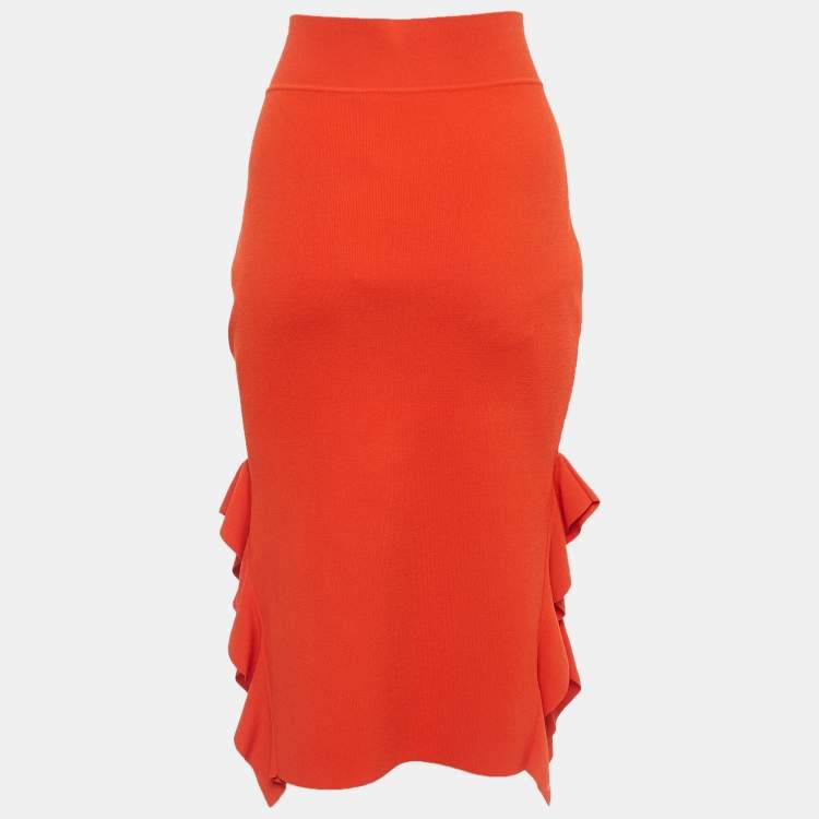 مملوكة مسبقًا Opening Ceremony Orange Knits  Side Flounce Pencil Skirts