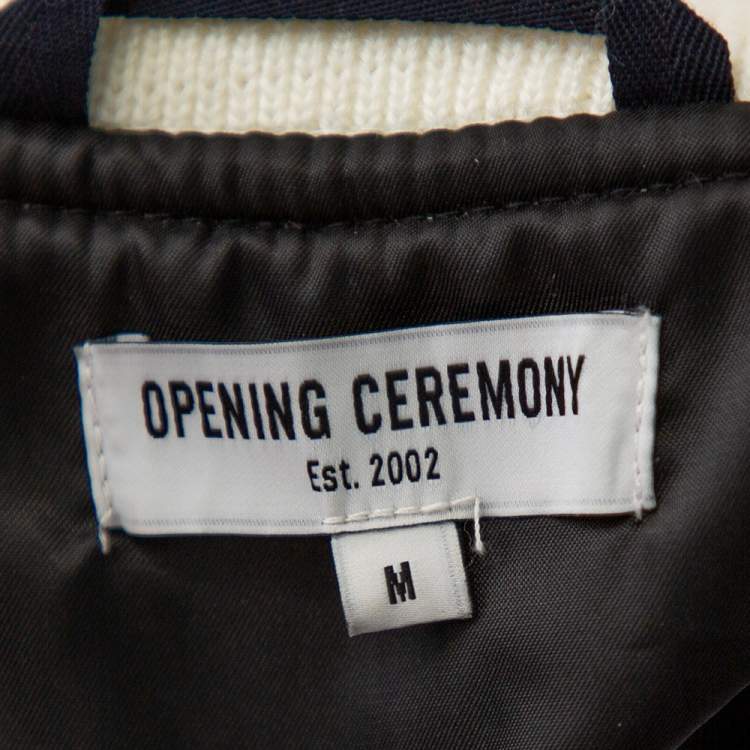 Pre Owned Opening Ceremony Multicolor Wool & Leather Logo Applique Detail Varsity Jacket M