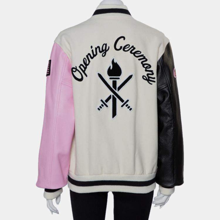 Pre Owned Opening Ceremony Multicolor Wool & Leather Logo Applique Detail Varsity Jacket M