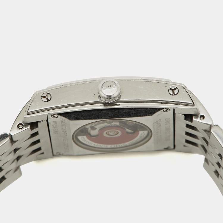 Pre Owned Oris Silver Guilloche Stainless Steel Rectangular Date 01 561 7656 4071-07 8 17 82 Women's Wristwatch 24.50 mm
