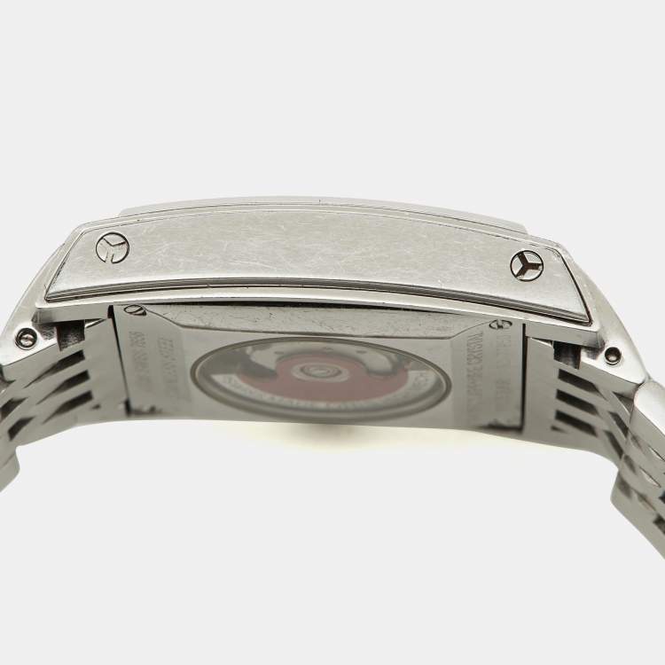 Pre Owned Oris Silver Guilloche Stainless Steel Rectangular Date 01 561 7656 4071-07 8 17 82 Women's Wristwatch 24.50 mm