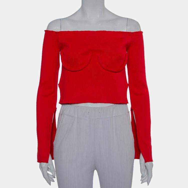 Orseund Iris Red Knit Off Shoulder Crop Top M Orseund Iris | TLC