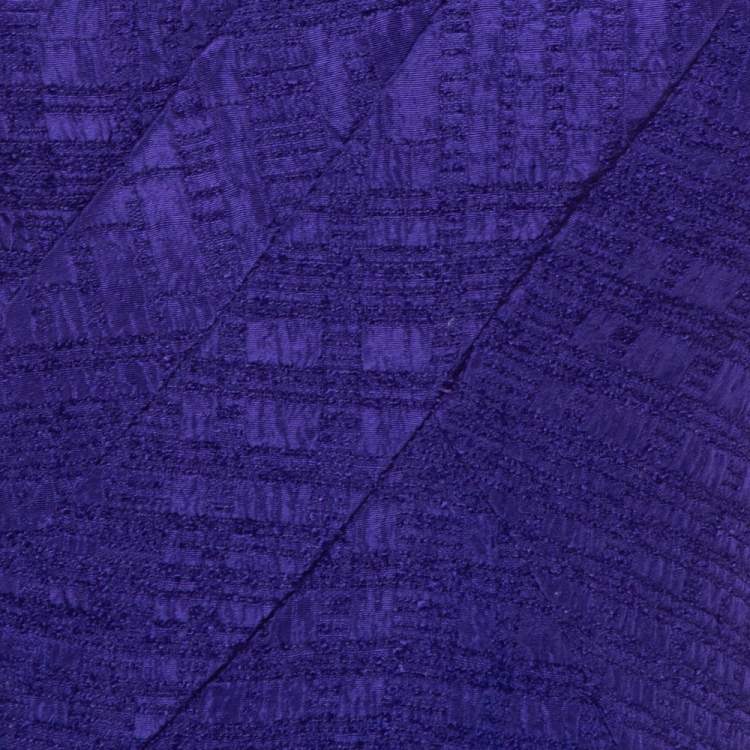 Pre Owned Oscar de la Renta Purple Textured Sheath Dress M