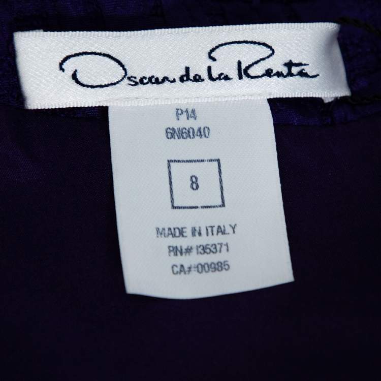 Pre Owned Oscar de la Renta Purple Textured Sheath Dress M