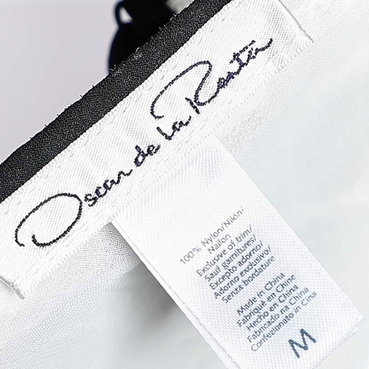 Pre Owned Oscar de la Renta Monochrome Lace Slip Dress M