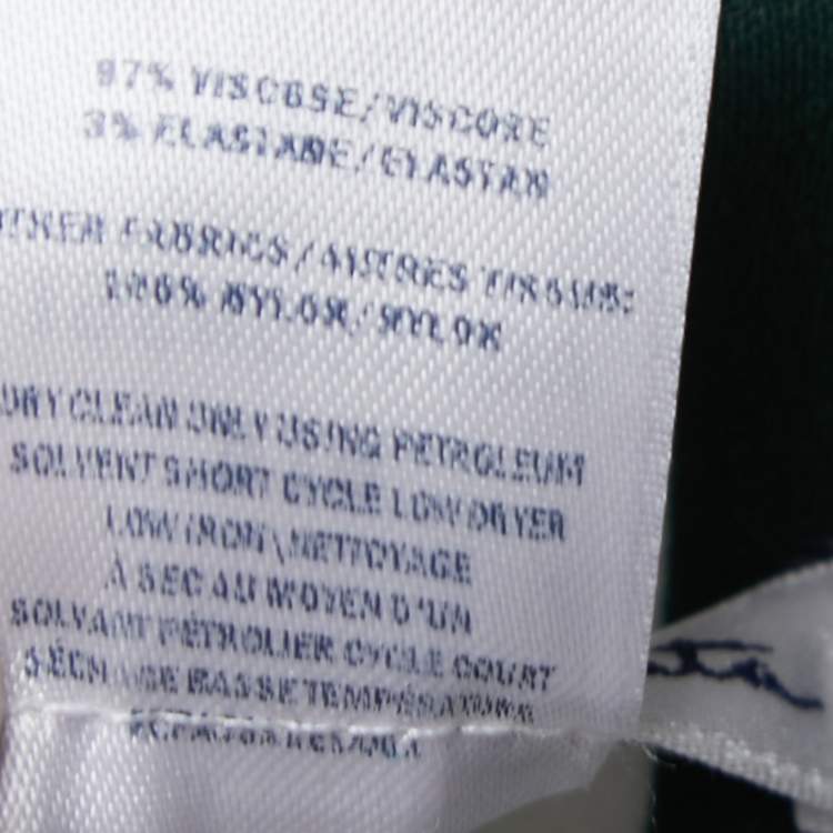Pre Owned Oscar de la Renta Green Striped Crepe Hooded Kaftan Dress L