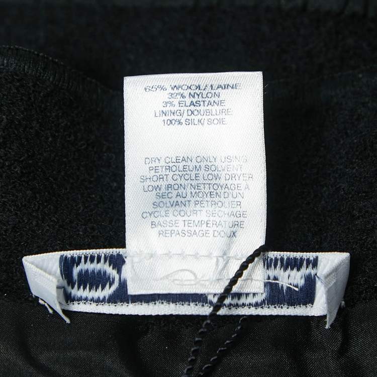 Pre Owned Oscar de la Renta Black Wool Blend Pencil Skirt M 