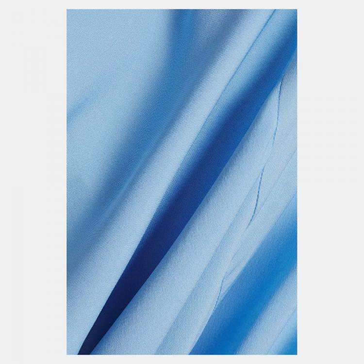 مملوكة مسبقًا Oscar de la Renta Blue Silk Draped Gown S