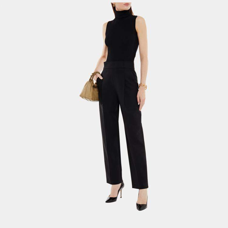 Pre Owned Oscar De La Renta Black Wool Wide Leg Pants M (US 6)