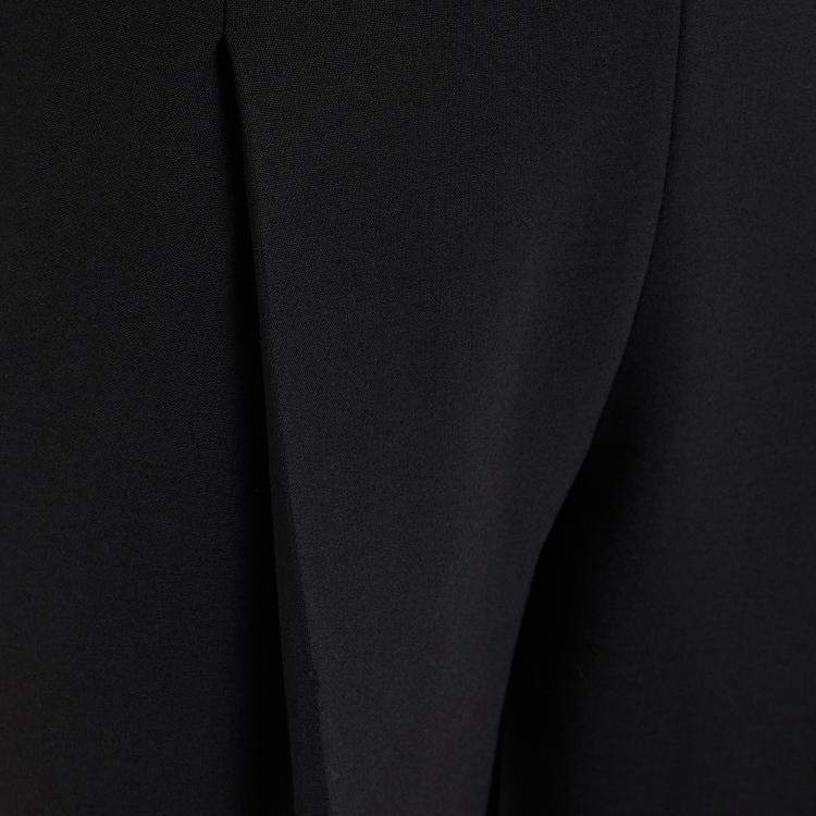 Pre Owned Oscar De La Renta Black Wool Wide Leg Pants M (US 6)