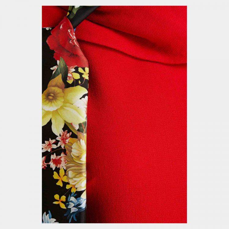 مملوكة مسبقًا Oscar De La Renta Red Wool Dress L (US 8)