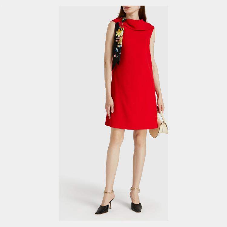 مملوكة مسبقًا Oscar De La Renta Red Wool Dress L (US 8)