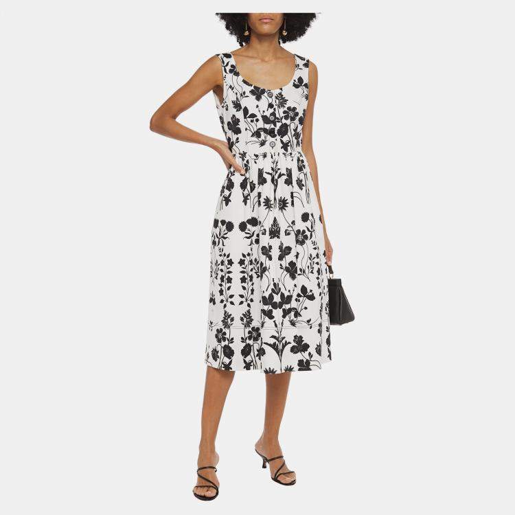 Pre Owned Oscar De La Renta Cotton Midi Dress 8